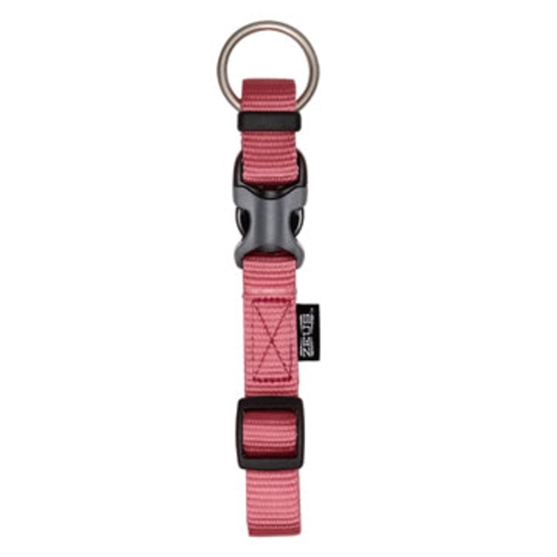 Zeus Adjustable Nylon Dog Collar - Salmon - Medium - 1.5 cm x 28 cm-40 cm (1-2in x 11in-16in)