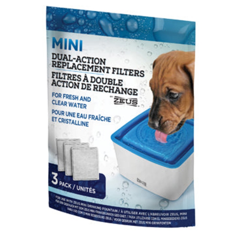 Zeus Mini Fountain Dual-Action Replacement Filters - 3 pack
