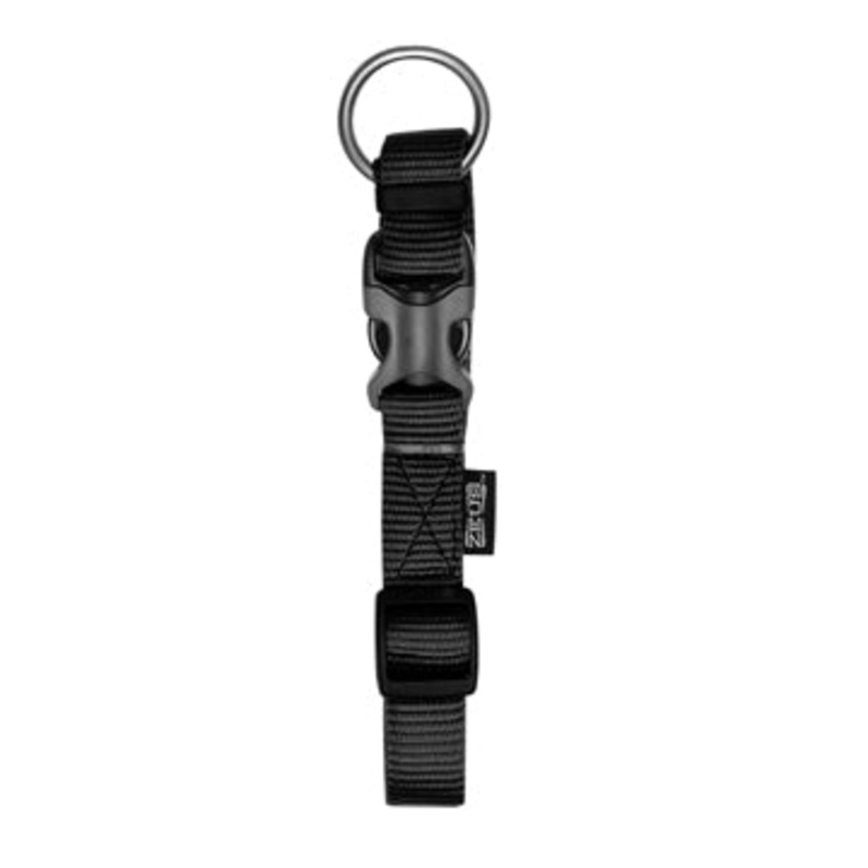 Zeus Adjustable Nylon Dog Collar - Black - Medium - 1.5 cm x 28 cm-40 cm (1-2in x 11in-16in)