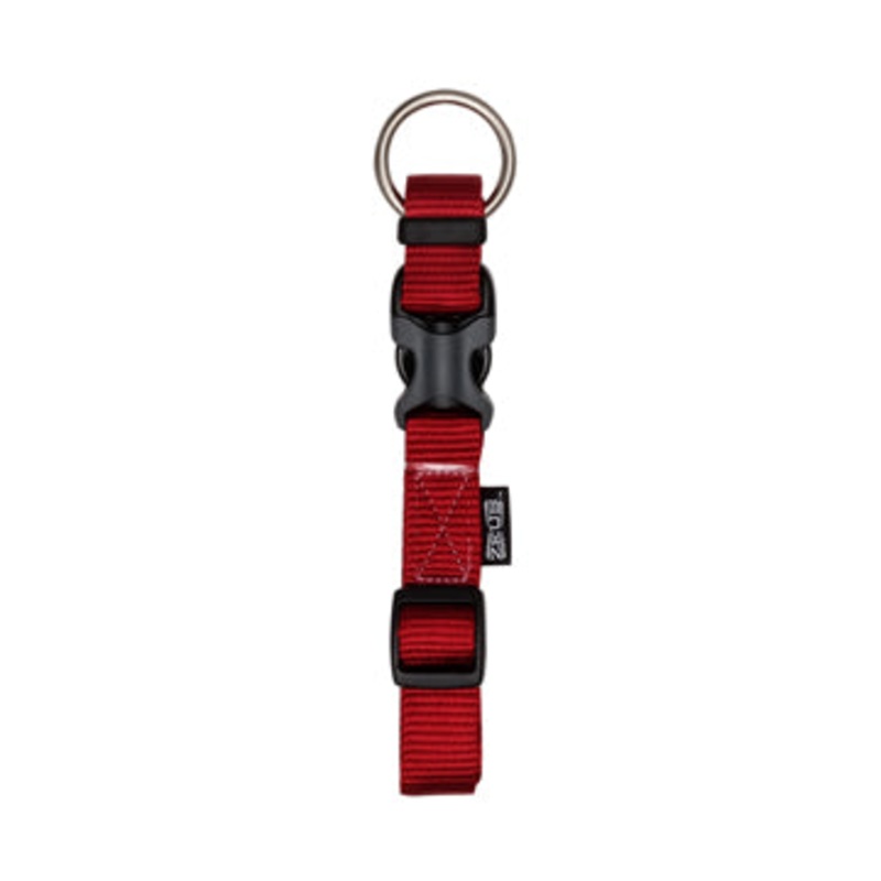Zeus Adjustable Nylon Dog Collar - Deep Red - Small - 1 cm x 22 cm-30 cm (3-8in x 9in-12in)