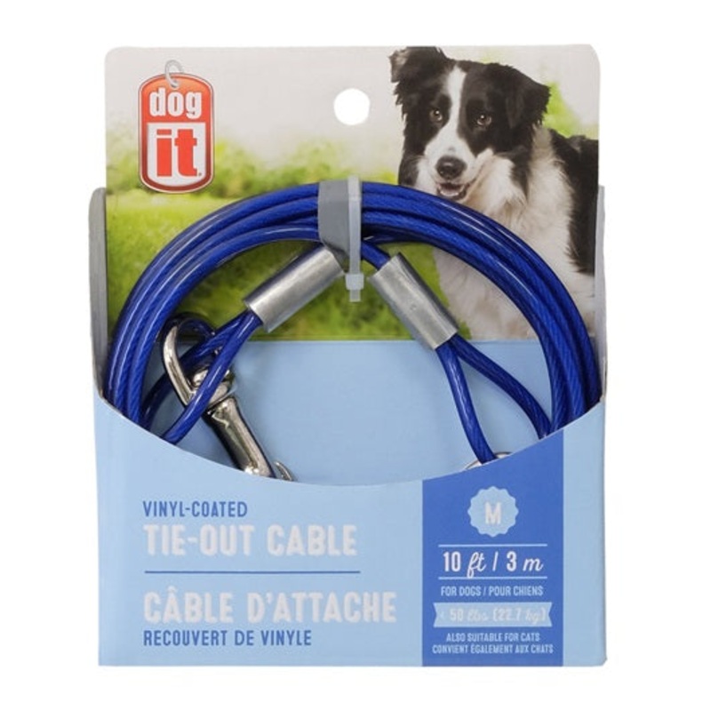 Dogit Tie-Out Cable - Blue - Medium - 3 m (10 ft)