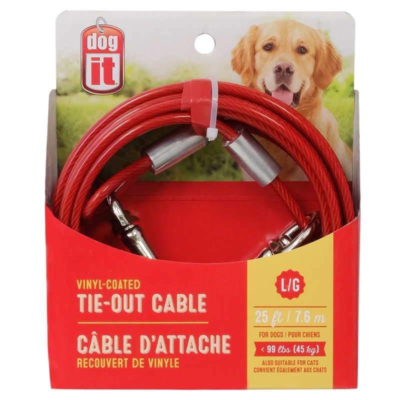 Dogit Tie-Out Cable - Red - Large - 7.6 m (25 ft)