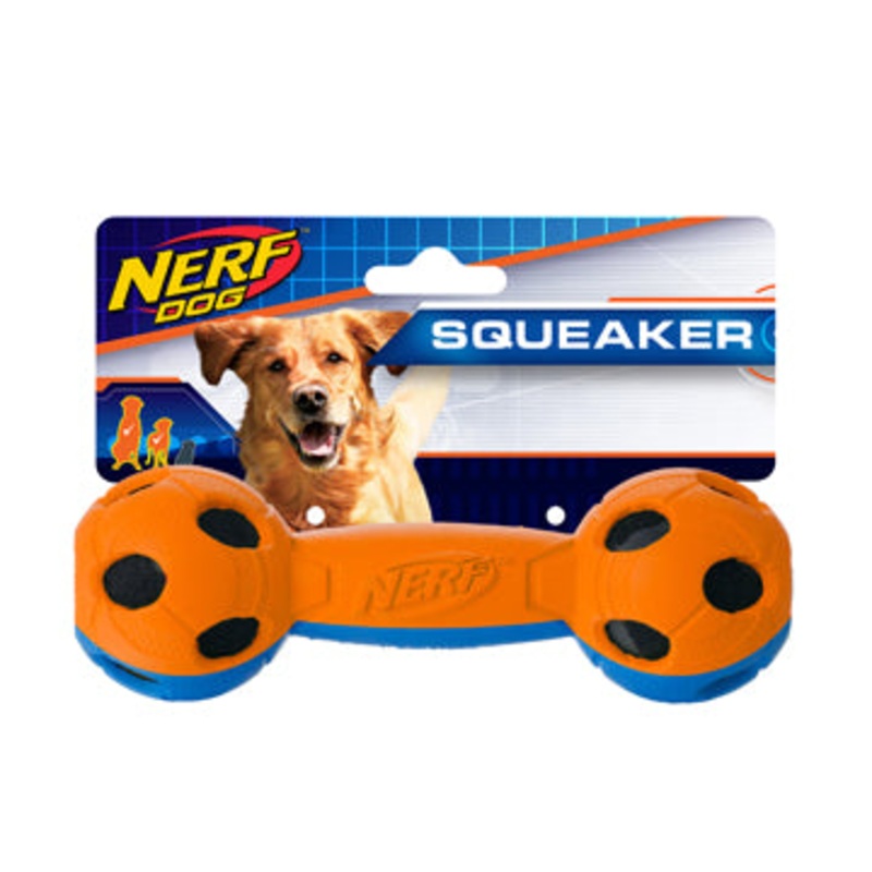 Nerf Dog Rubber Wrapped BASH Barbell, Medium, 7in