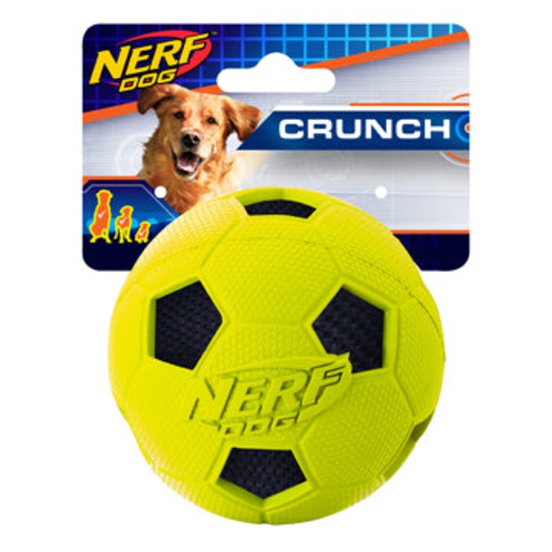 Nerf Dog Soccer Crunch Ball, Medium, 3in