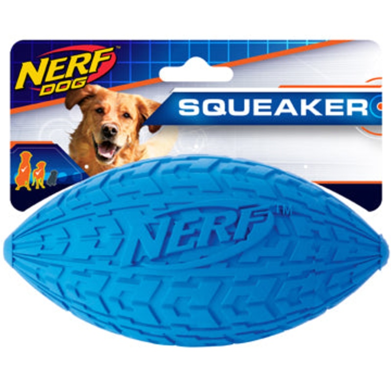 Nerf Dog Tire Squeak Football, Medium, 6in