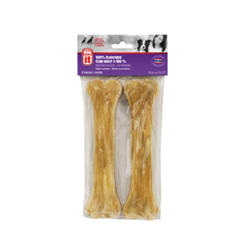 Dogit 100% Rawhide Pressed Bones - 21.6cm (8.5in) - 2 pack