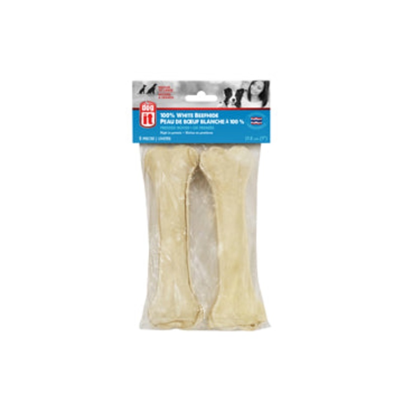 Dogit 100% White Beefhide Pressed Bones - 17.8 cm (7in) - 2 pack