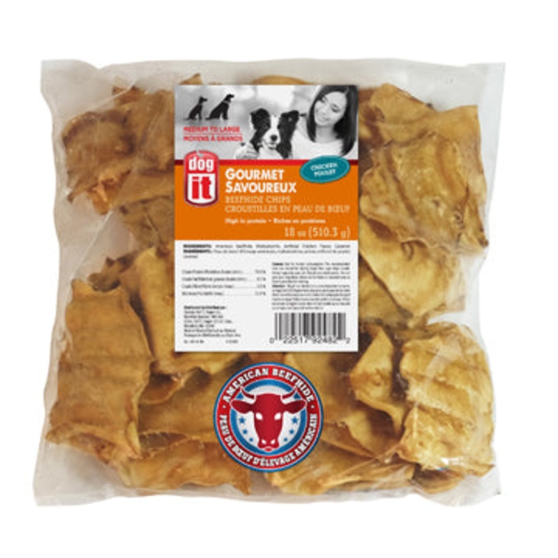 Dogit American Beefhide Chips - Chicken Flavour - 18 oz