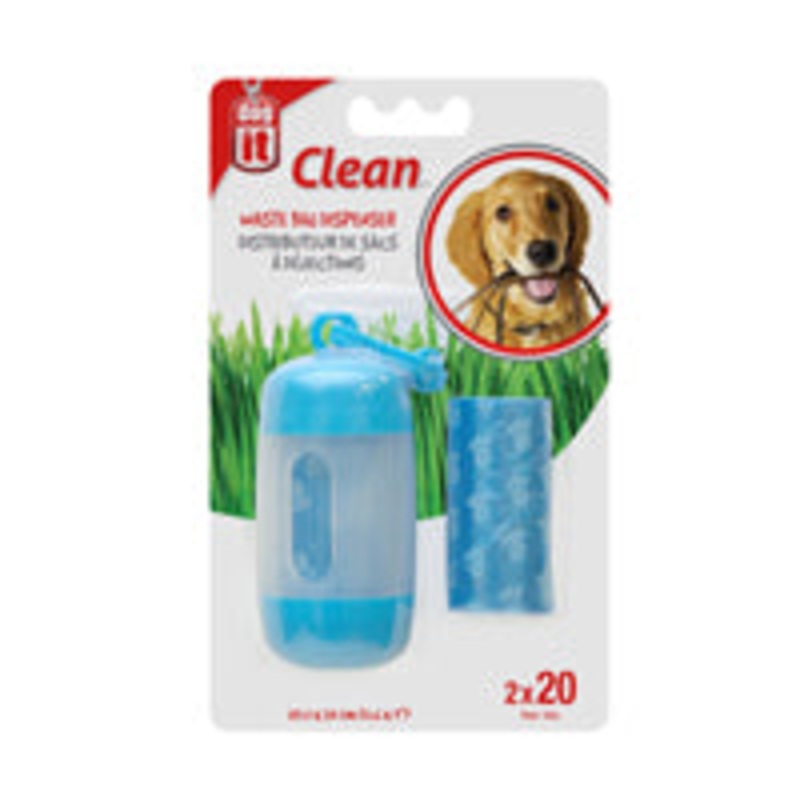 Dogit Bag Dispenser - 2 Rolls/20 Bags - 29.5 x 23 cm (11.6 x 9 in) - Blue