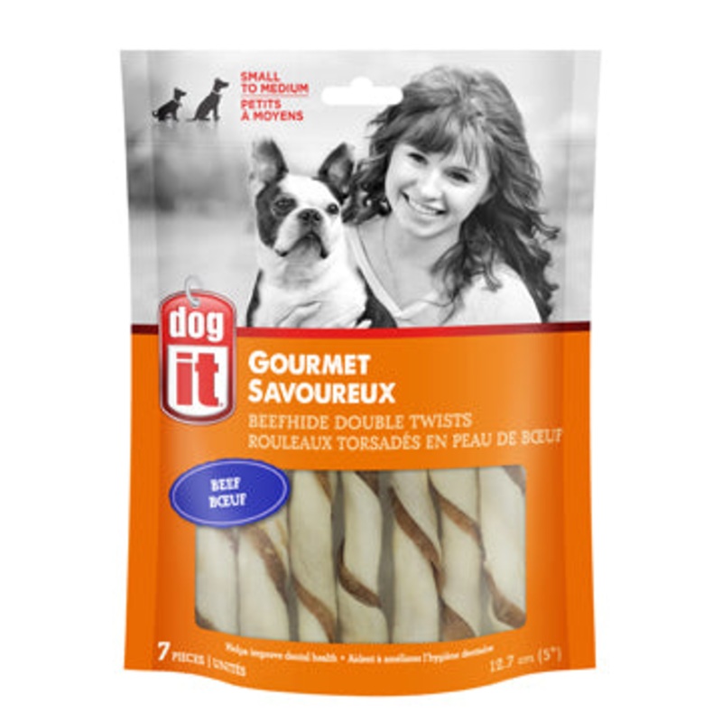 Dogit Beefhide Double Twists - Beef Flavour - 12.7 cm (5)  pack