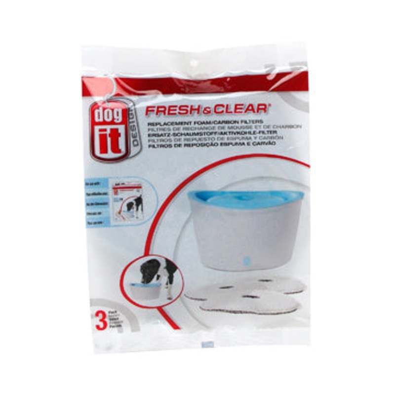 Dogit Design Dog Drinking Fountain Replacement Foam-Carbon Filters - 3 pack