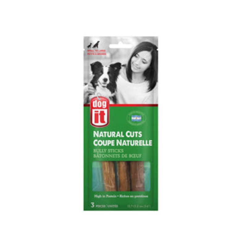 Dogit Natural Cuts Bully Sticks - Straight - 12.7-15.2 cm (5-6in) - 3 pack