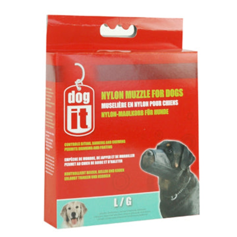 Dogit Nylon Dog Muzzle - Black - Large (18.5 cm - 7.3in)