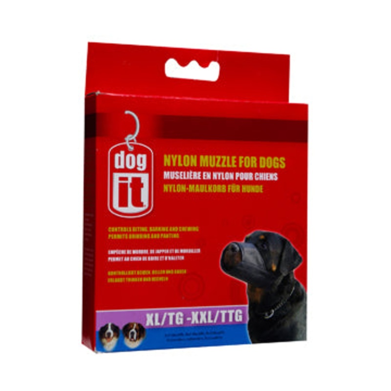 Dogit Nylon Dog Muzzle - Black - X Large to XX Large (24 cm - 9.4in)