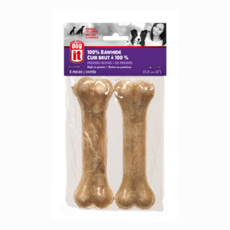 Dogit Pressed Rawhide Knuckle Bone, large, 15 cm (6 in), 85-90 g (3-3.2 oz), 2-pack