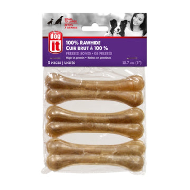 Dogit Pressed Rawhide Knuckle Bone, medium, 12.5 cm (5 in), 50-55 g (1.8-1.9 oz), 3-pack