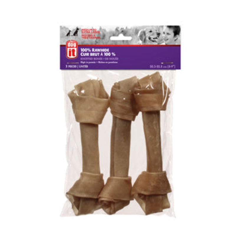 Dogit Rawhide Knotted Bone, large, 20-23 cm (8 -9 in), 300 g (10.6 oz), 3-pack