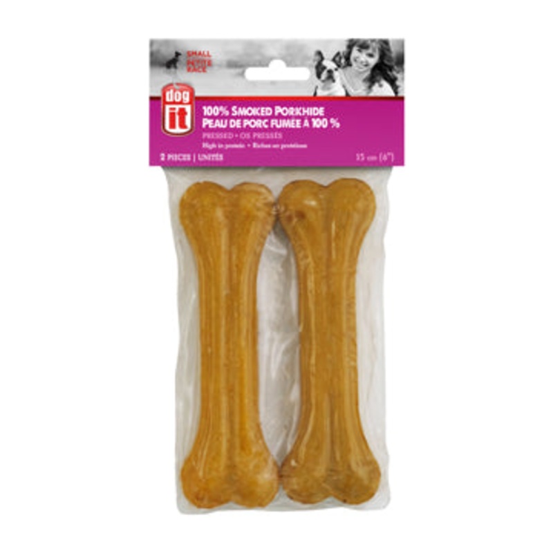 Dogit Smoked Porkhide Pressed Bones - Small - 15 cm (6in) - 2-pack