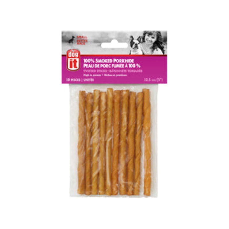 Dogit Smoked Porkhide Twist - Small - 12.5 cm (5) - 10 pack