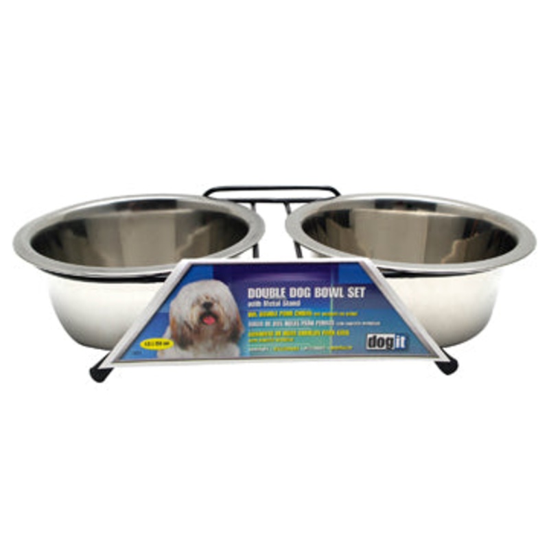 Dogit Stainless Steel Double Dog Diner, Medium -  with 2 x 750ml (25 fl oz) bowls and stand