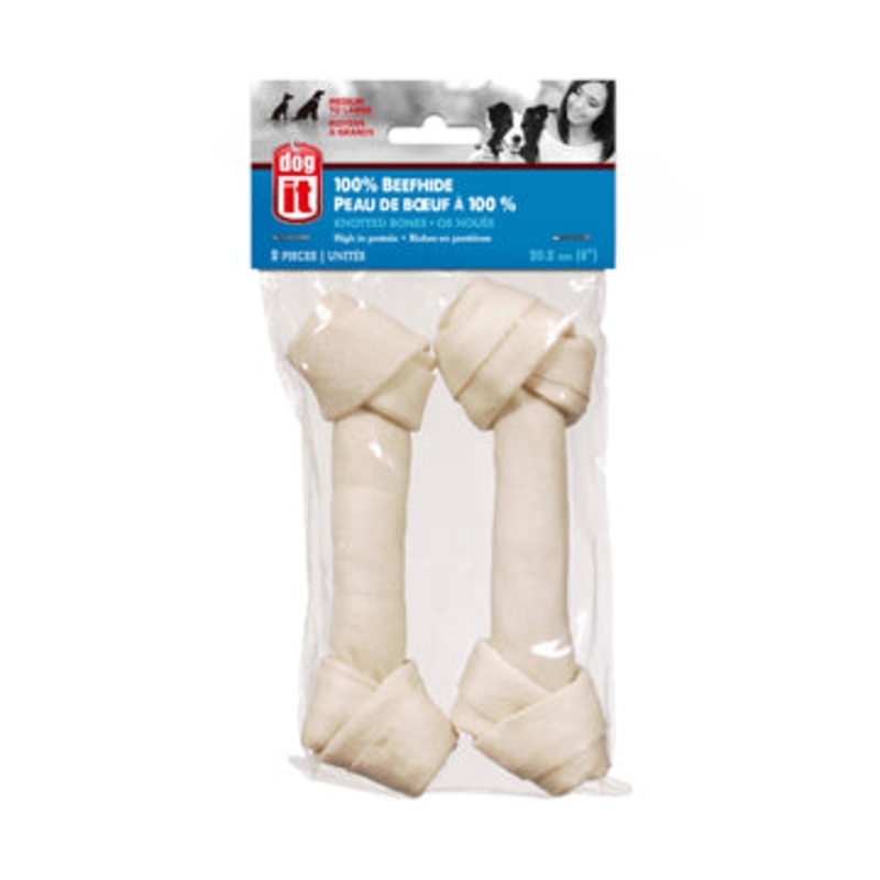 Dogit  White Beefhide Bone Value-Pack, 2 knotted bones, medium, 20 cm (8 in), 110-120 g (3.9-4.2 oz)