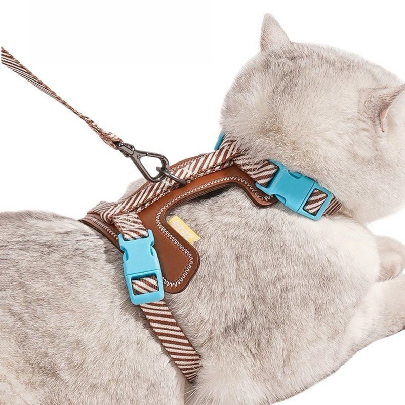 ZEZE Outdoor Leathery Pet Harness and Leash