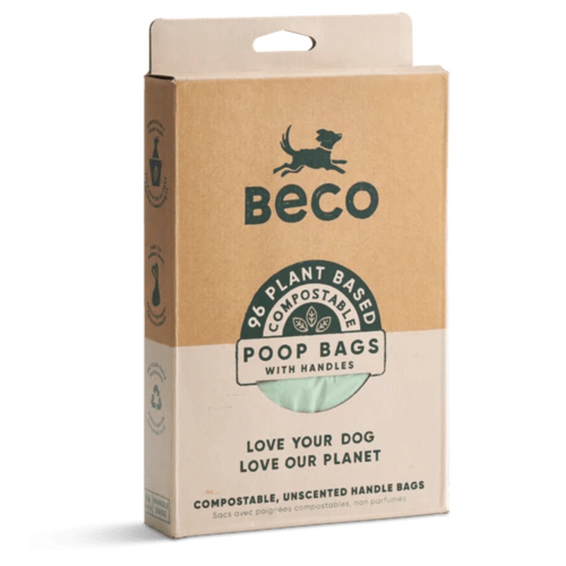 BECO 96 Plant Based Compostable Poop Bags with Handles