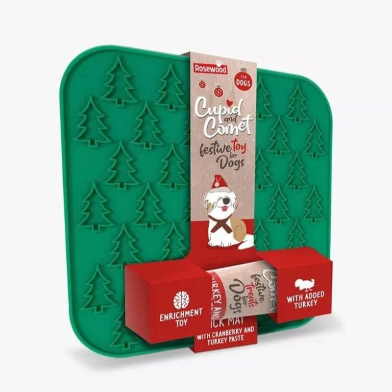 (Clearance) ROSEWOOD Cupid and Comet Festive Lick Mat for Dogs