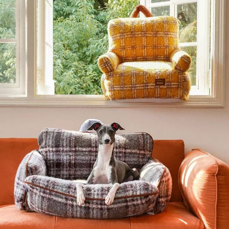 ZEZE Softer Plaid Sofa Pet Bed