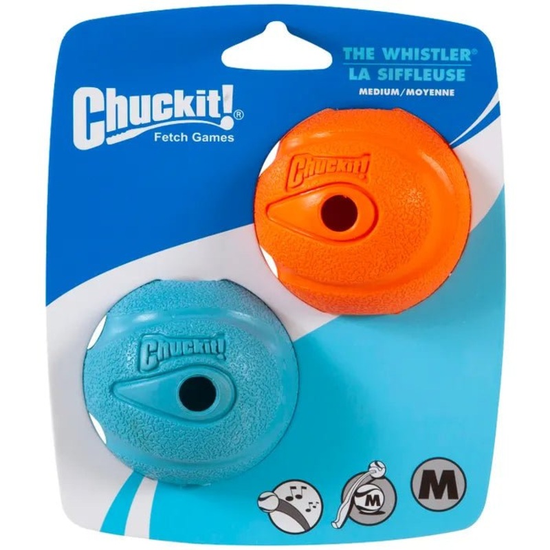 CHUCKIT! The Whistler Ball 2 Pack Medium 6.5cm