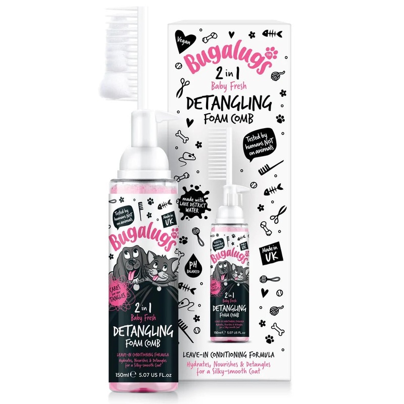 BUGALUGS 2 in 1 Baby Fresh Detangling Foam Comb for Dogs and Cats