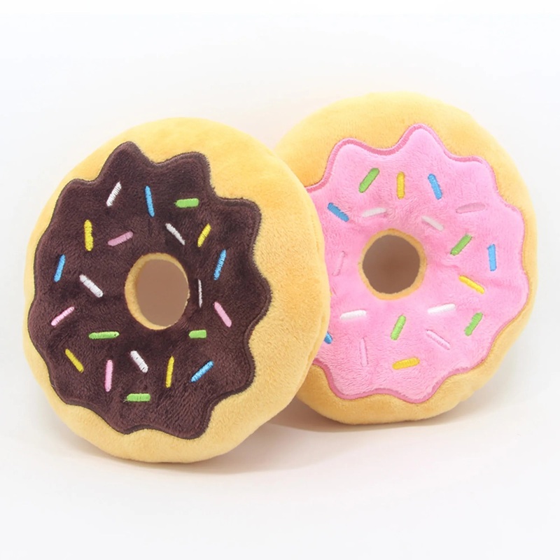 Squeaky Plush Doughnut Dog Toy (Random)