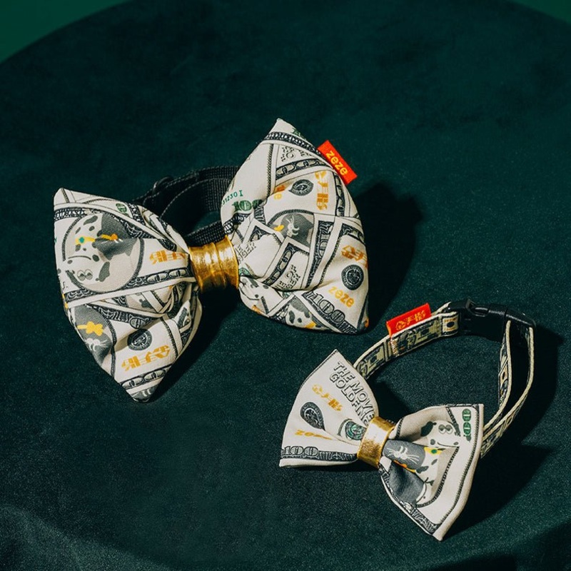 ZEZE Money Bow Decorative Pet Collar