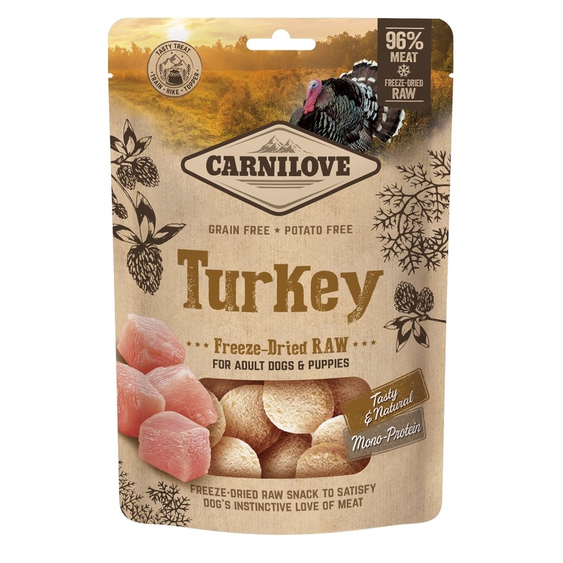 CARNILOVE Dog Freeze-Dried RAW Turkey Snack for Adult Dogs and Puppies 60g