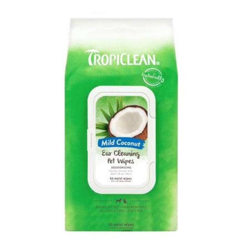 TROPICLEAN Mild Coconut Ear Cleaning Wipes for Dogs & Cats