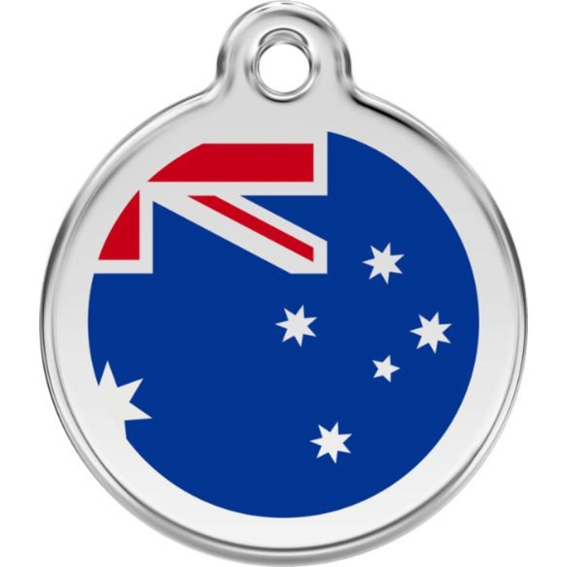 Red Dingo Enamel Dog & Cat ID Tags Australian Flag