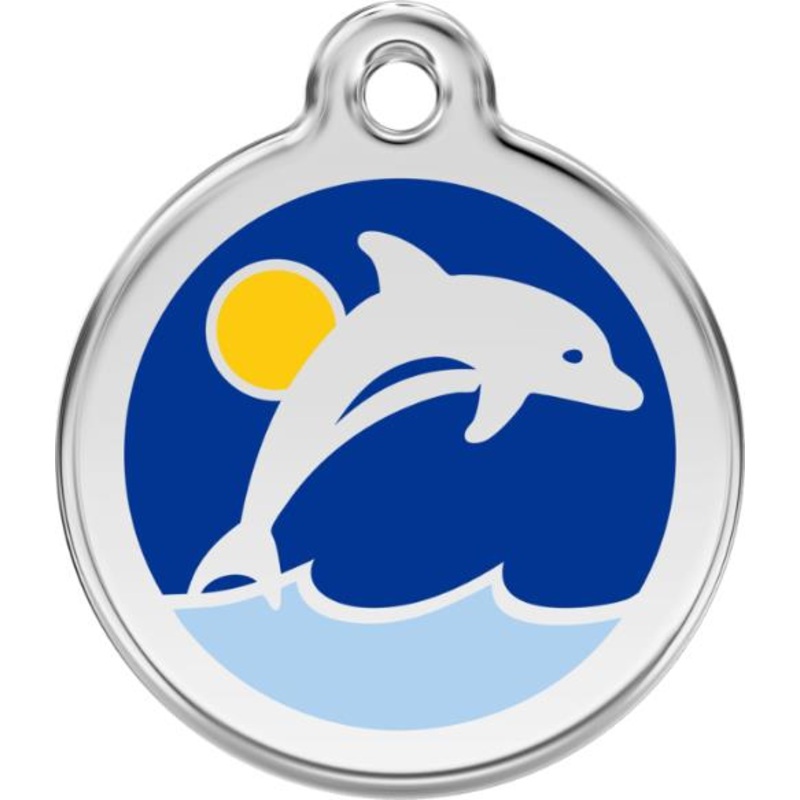 Red Dingo Enamel Dog & Cat ID Tags Dolphin Dark Blue