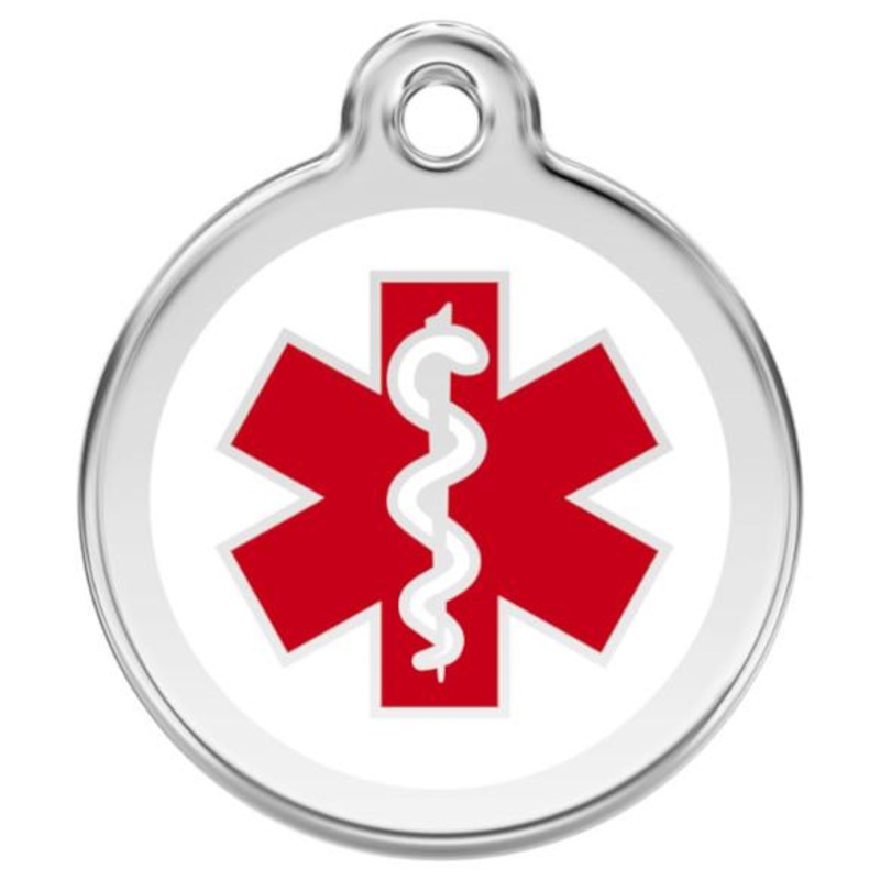 Red Dingo Enamel Dog & Cat ID Tags Medical White