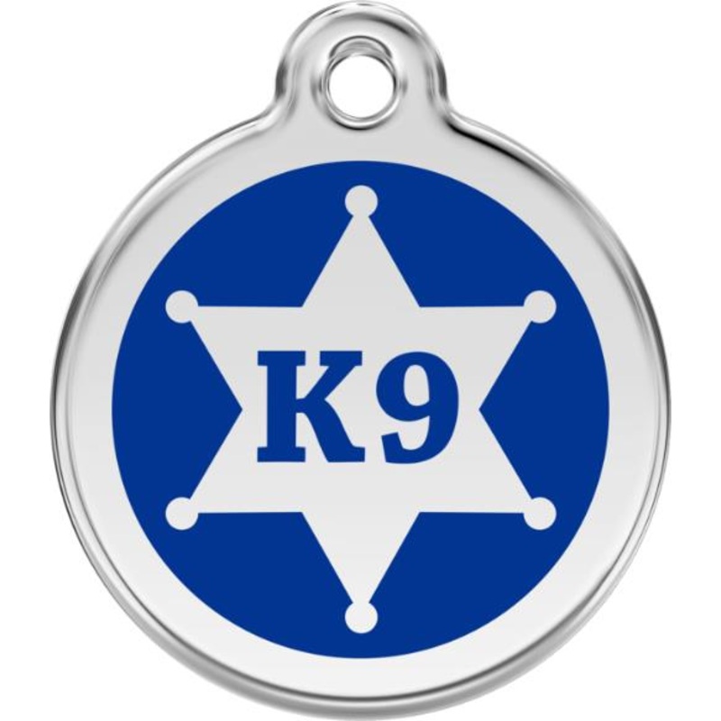 Red Dingo Enamel Dog & Cat ID Tags Sheriff Dark Blue