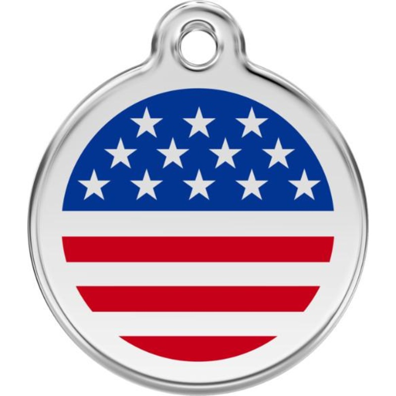 Red Dingo Enamel Dog & Cat ID Tags USA Stars & Stripes Flag