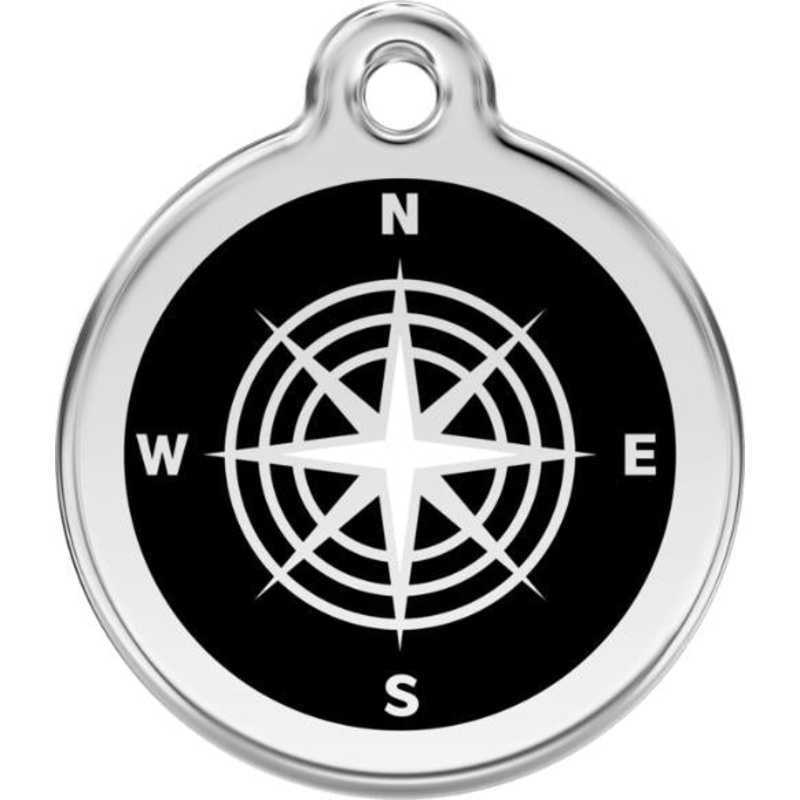 Red Dingo Enamel Dog & Cat ID Tags Compass Black