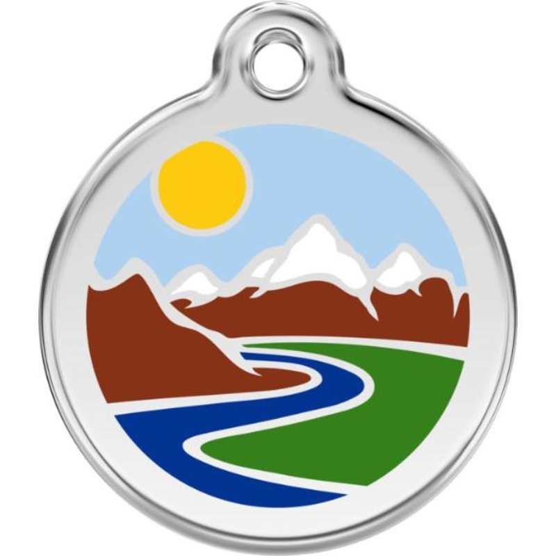 Red Dingo Enamel Dog & Cat ID Tags Mountains Light Blue