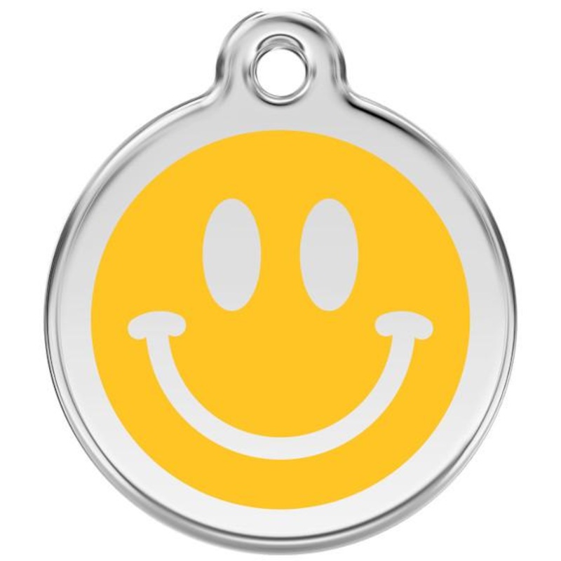 Red Dingo Enamel Dog & Cat ID Tags Smiley Face