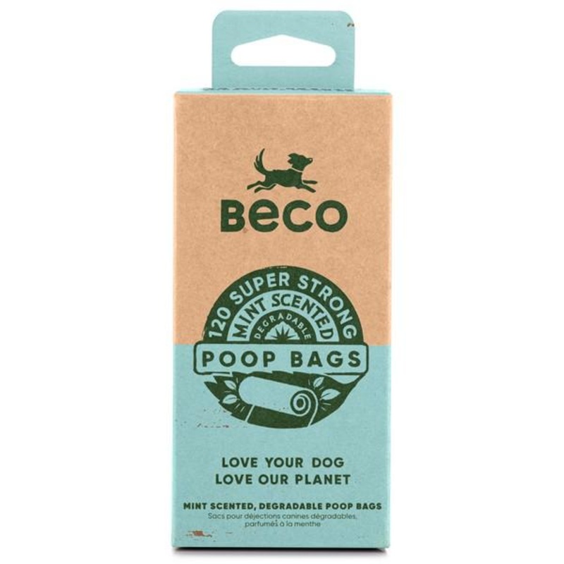 Beco Mint Scented Degradable 120 Poop Bags on 8 Refill Rolls
