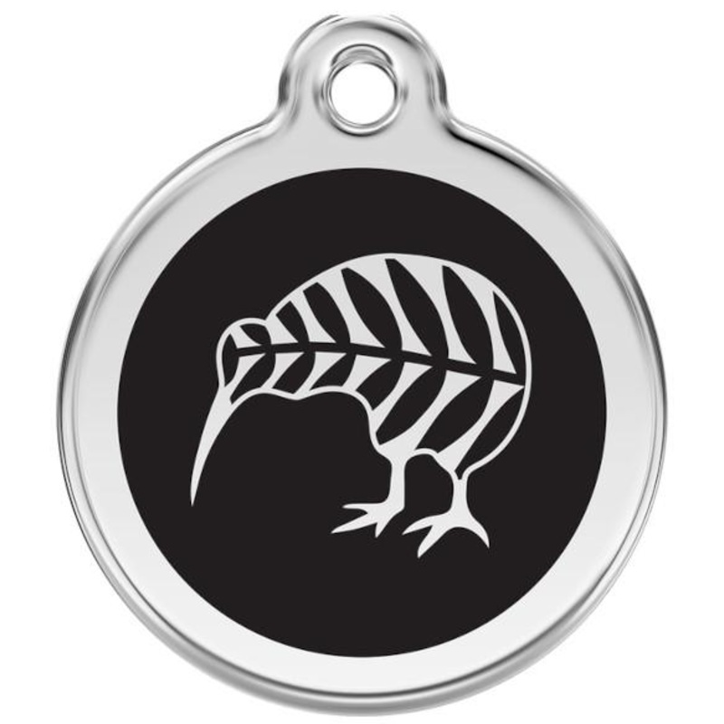 Red Dingo Enamel Dog & Cat ID Tags Kiwi Bird Black