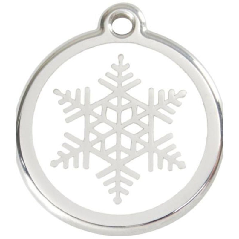 Red Dingo Enamel Dog & Cat ID Tags Snow Flake White