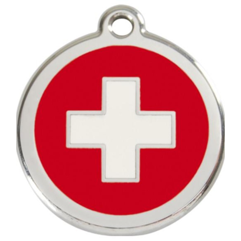 Red Dingo Enamel Dog & Cat ID Tags Switzerland Flag