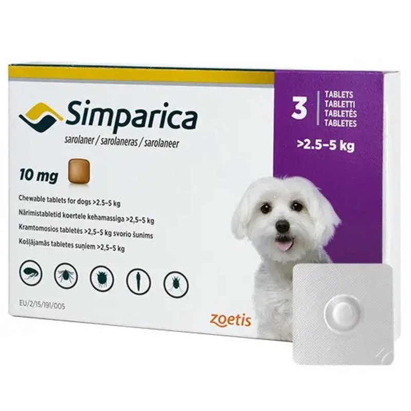 Simparica Chewable Tablets for Dogs 10mg (2.5kg-5kg)