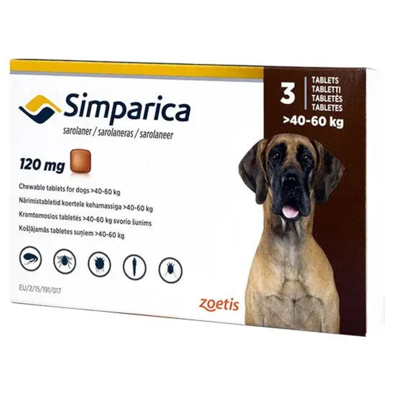 Simparica Chewable Tablets for Dogs 120mg (40kg-60kg)