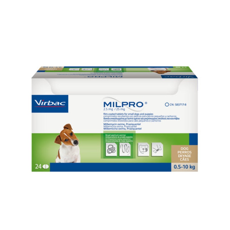 Milpro Worming Tablets For Puppies and Small Dogs (2.5mg/25mg)